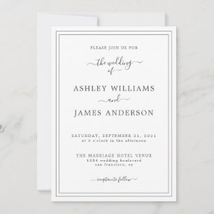 Faire-part de mariage blanc noir chic Script