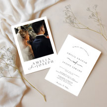 Faire-part de mariage blanc photo moderne | Modifi