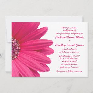Faire-part de mariage blanc rose chaud Gerbera Dai
