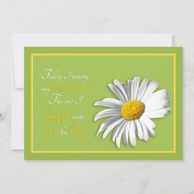 Faire-part de mariage blanc Vert Gold (Devant)