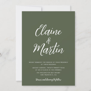 faire-part de mariage blanc vert olive