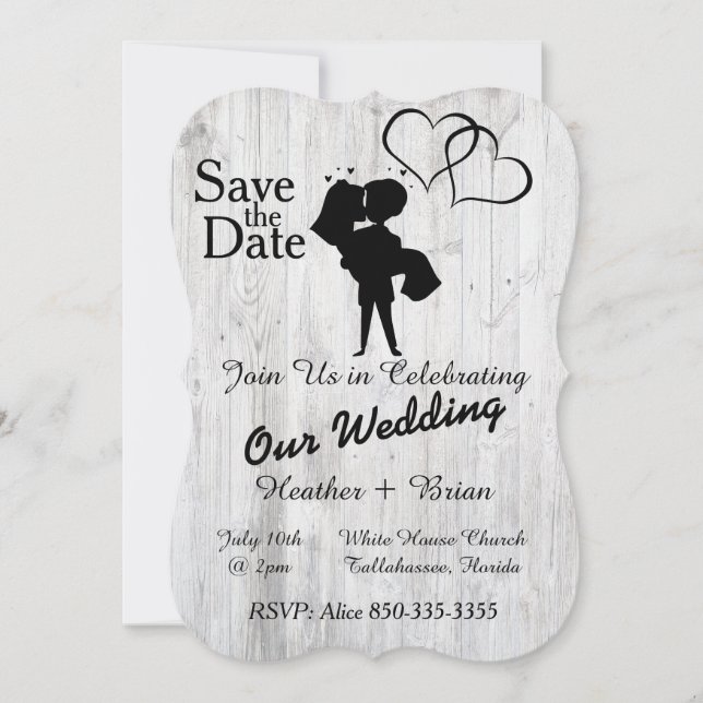 Faire-part de mariage blanchie (Devant)