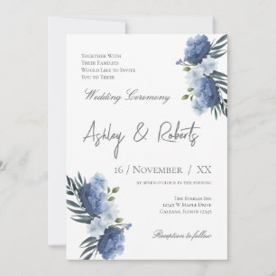 Faire-part de mariage bleu