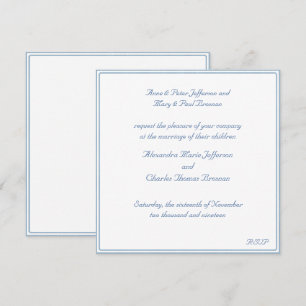 Faire-part de mariage bleu clair et blanc Carré