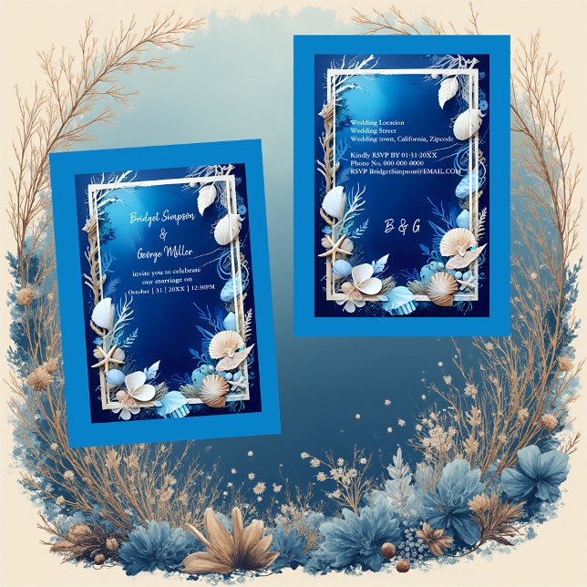 faire-part de mariage bleu côtier (Créateur téléchargé)