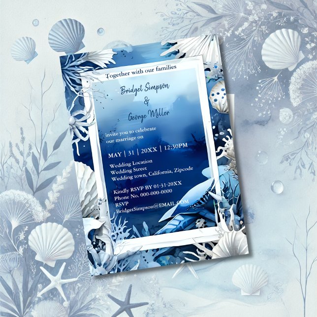 faire-part de mariage bleu côtier (Créateur téléchargé)