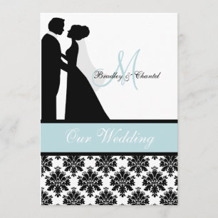 Faire-part de mariage bleu de couples de mariage