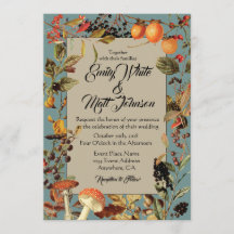 Faire-part de mariage bleu de feuillage d'automne
