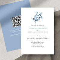 Faire-part de mariage bleu de tortue marine avec c