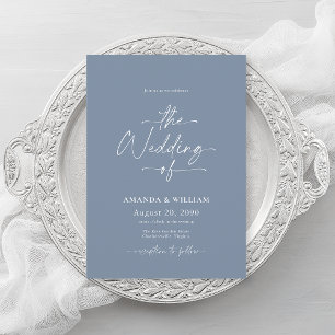 Faire-part de mariage bleu Dusty avec code QR