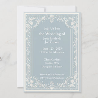 Faire-part de mariage bleu édouardien