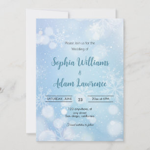 Faire-part de mariage Bleu Et Blanc D'Hiver
