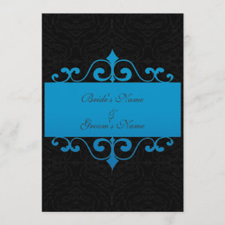 Faire-part de mariage - bleu et noir d'océan en