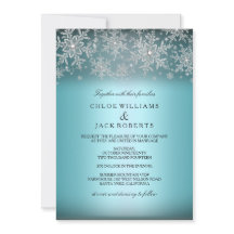 Faire-part de mariage bleu flocon de cristal neige
