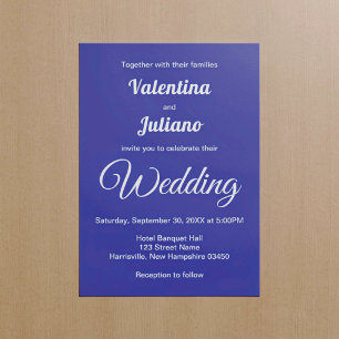 Faire-part de mariage bleu foncé minimaliste