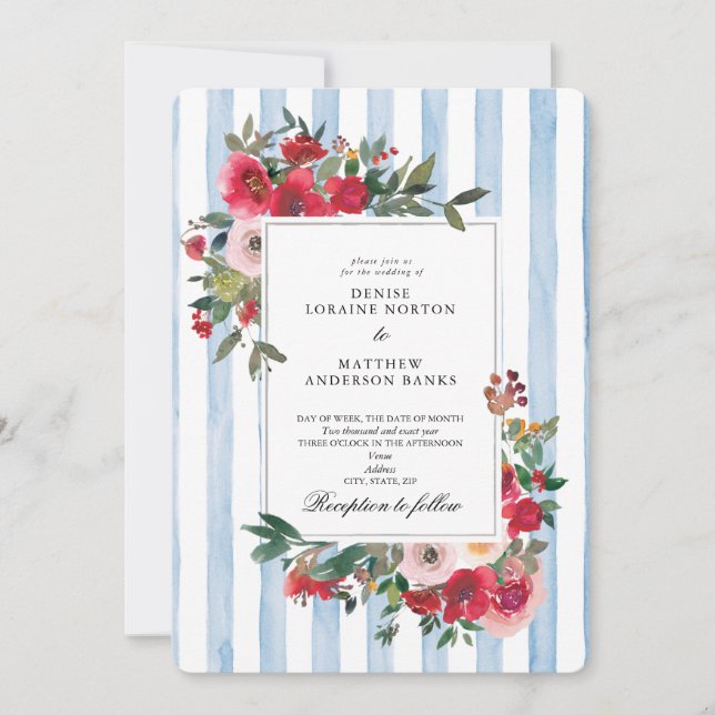 Faire-part de mariage bleu Omphalodes (Devant)