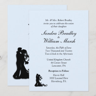 Faire-part de mariage bleu pour la mariée et le ma