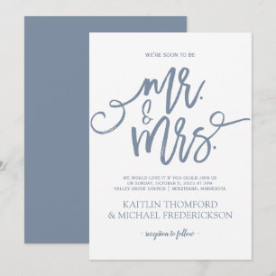 Faire-part de mariage bleu poussiéreux Écriture
