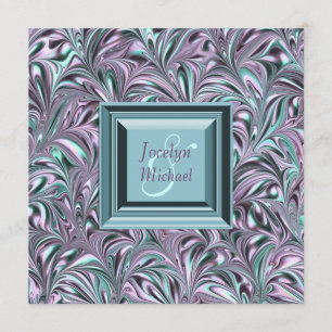 Faire-part de mariage bleu sarcelle lavande
