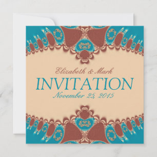 Faire-part de mariage bleu siennois oriental