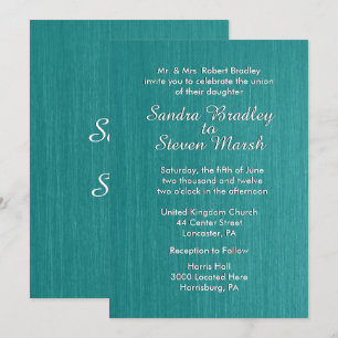 Faire-part de mariage bleu turquoise 5 po x 7 po