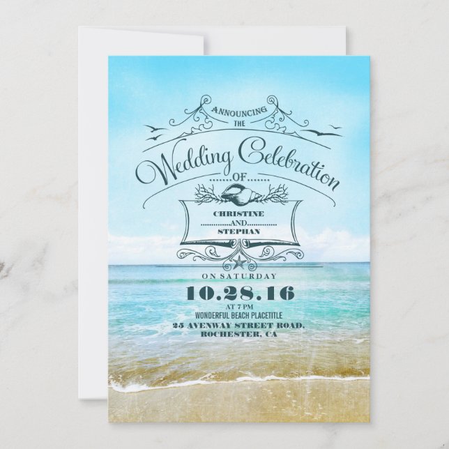 Faire-part de mariage Blue Beach Invitations (Devant)