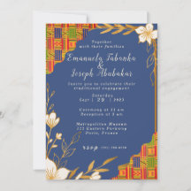 Faire-part de mariage Blue Kente, Invitation afroc