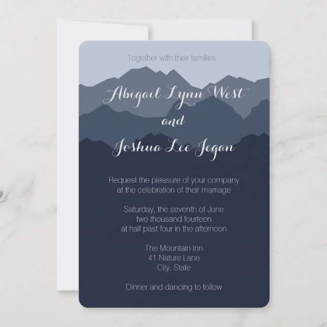 Faire-part de mariage Blue Mountain (Devant)