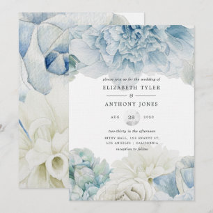 Faire-part de mariage Blue Peonies