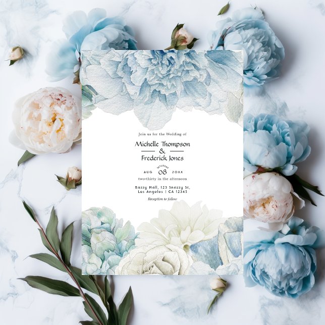 Faire-part de mariage Blue Peonies (Créateur téléchargé)