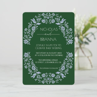 Faire-part de mariage bohème à fleur sauvage vert