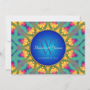 Faire-part de mariage bohème avec monogramme et to