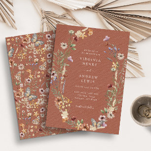 Faire-part de mariage bohème en terre cuite