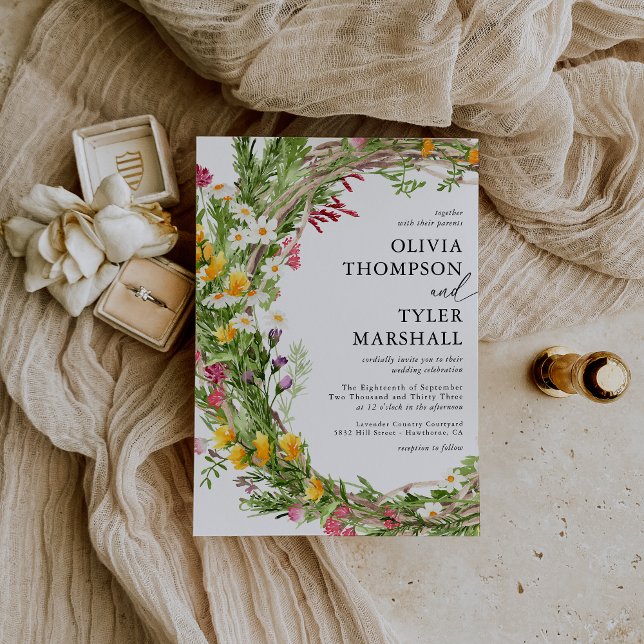 Faire-part de mariage bohème Fleur sauvage rustiqu (Créateur téléchargé)