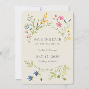 Faire-part de mariage bohème floral avec QR Code