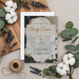 Faire-part de mariage bohème floral blanc élégant