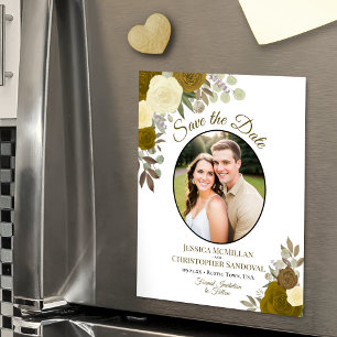 Faire-Part de Mariage Bohème Floral & Photo en Or