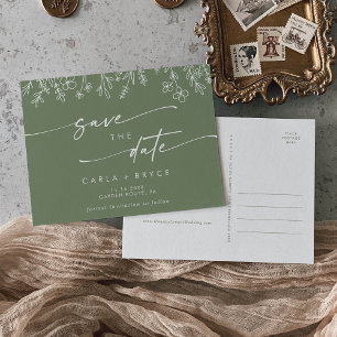 Faire-part de mariage bohème vert olive sauvage