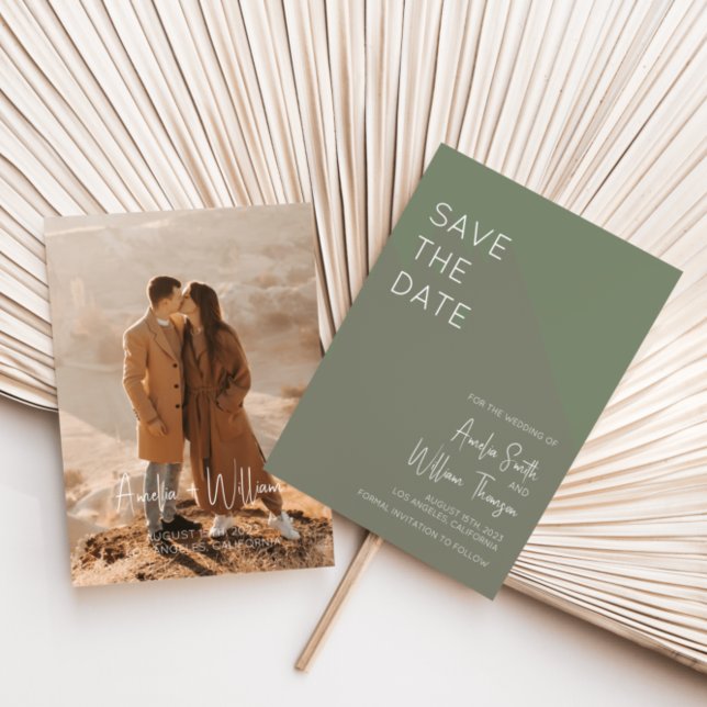 Faire-part de mariage bohème vert sauge pour annon (Créateur téléchargé)