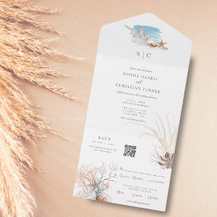 Faire-part de mariage Boho Beach tout-en-un