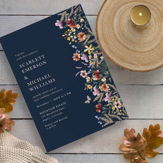 Faire-part de mariage Boho de la marine moderne (Modern Navy Boho Wedding Invitation with Butterfly by Painted Paperie
)