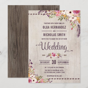 Faire-part de mariage Boho de Russe Floral