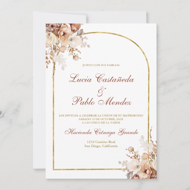 Faire-part de mariage Boho en espagnol (Devant)