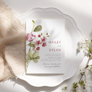Faire-part de mariage Boho Fleur sauvage aquarelle