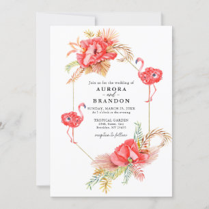 Faire-part de mariage Boho Floral Gold Frame Flama