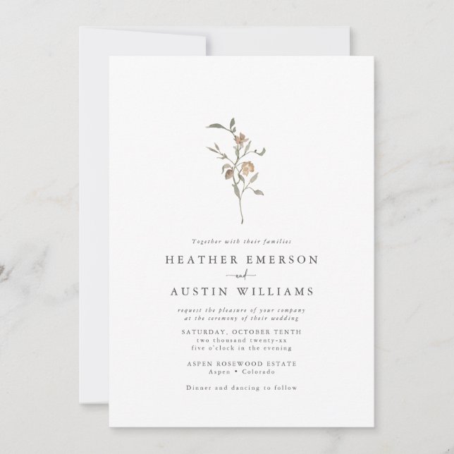 Faire-part de mariage Boho minimaliste (Devant)