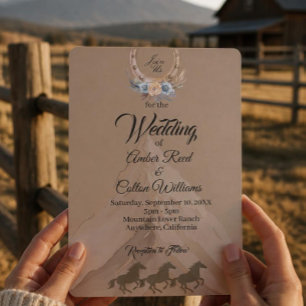 Faire-part de mariage Boho Western Mountain