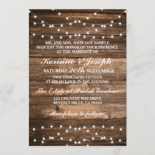 Faire-part de mariage Bois et lampes à cordes