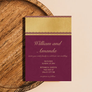 Faire-part de mariage bordeaux avec bordure élégan