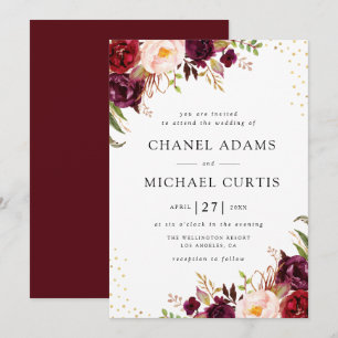 faire-part de mariage bordeaux élégant